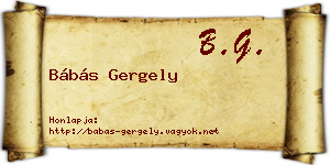 Bábás Gergely névjegykártya